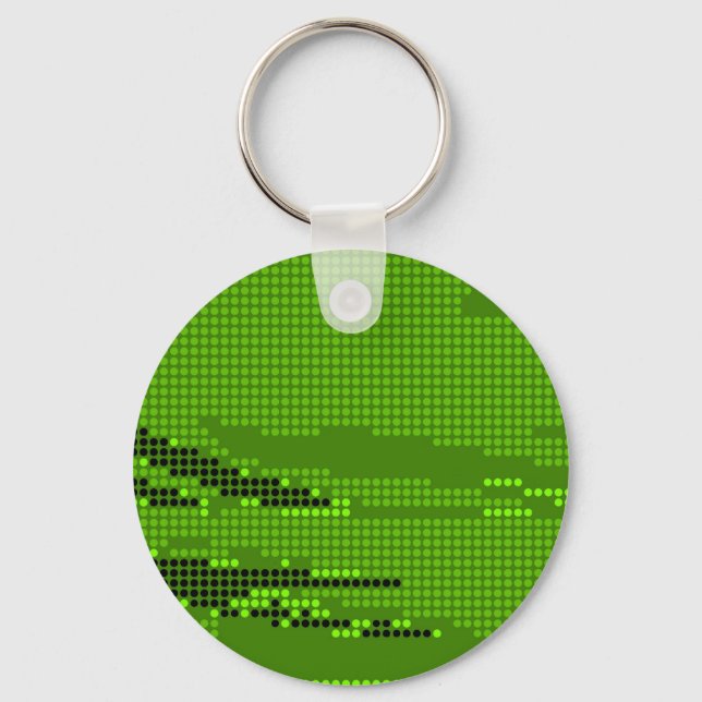 GREEN LIME NEON RETRO DOTS ART KEYCHAIN (Front)