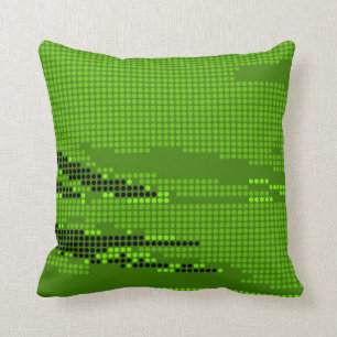 GREEN LIME NEON RETRO DOTS ART THROW PILLOW