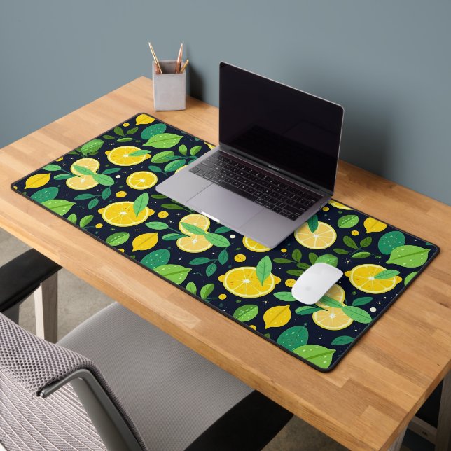 Green Lime Orange Lemons Seamless Pattern Desk Mat (Office 2)