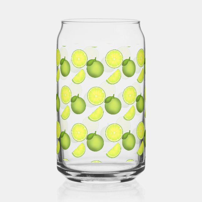 Green Lime Pattern Can Glass (Back)