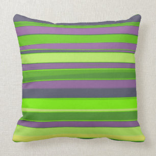 Green Lime Purple Abstract Stripes Throw Pillow