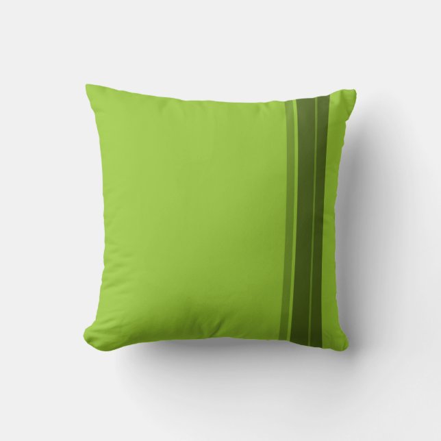 Green Lime Stripes Art Design Abstract Throw Pillow (Front)