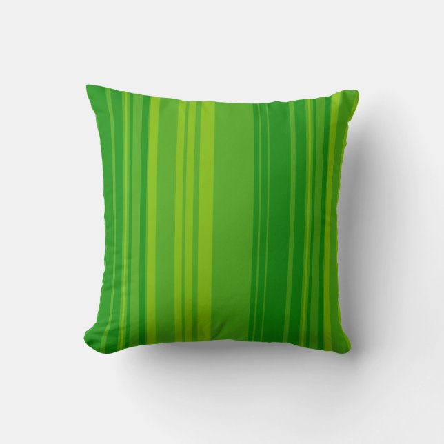 Green Lime Stripes Pattern Throw Pillow (Front)