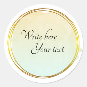 Green Lime Watercolour Circle Gold Elegant  Classi Classic Round Sticker