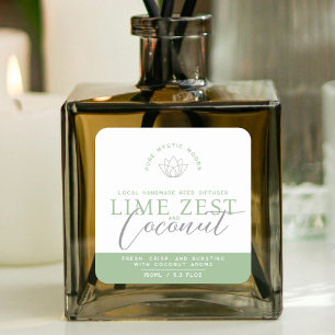 Green lime zest coconut reed diffuser product square sticker