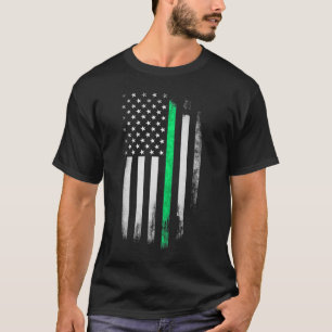 Green Line American Flag St Patrick's Day T-Shirt