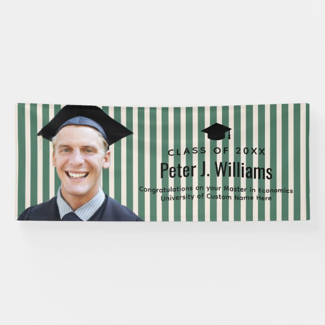 Green Line Custom Photo Graduation Congratulations Banner (Horizontal)