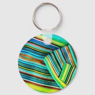 Green Line Illusion Design Keychain