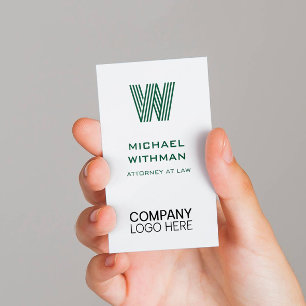 GREEN LINE MONOGRAM CORPORATE LOGO QR CODE BUSINESS CARD