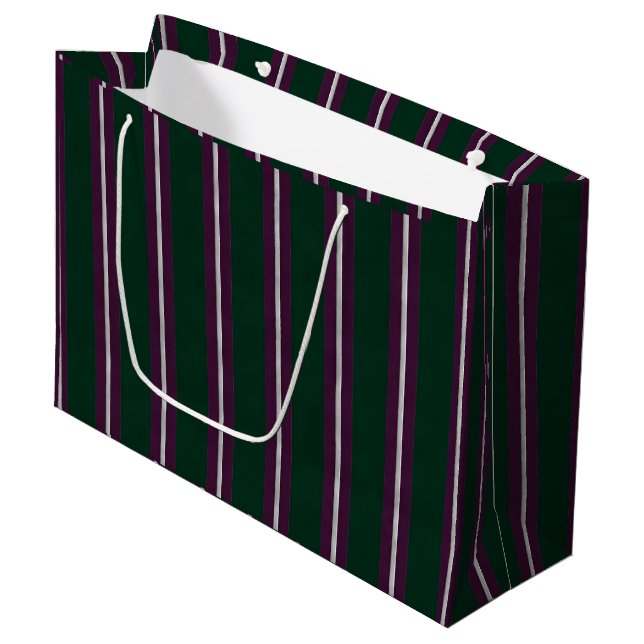Green Line Pattern Large Gift Bag (Front Angled)