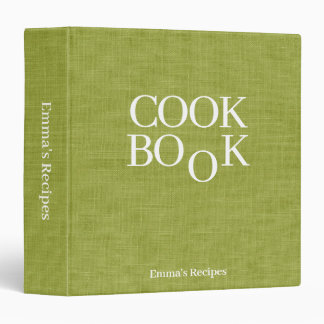 Green Linen Fabric Cook Book Recipes Binder