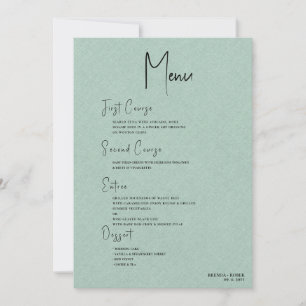 Green linen Simple Black Script Welcome Menu Invitation