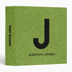 Green Linen Texture Custom Black Typography Binder