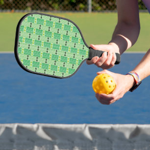 Green Lines and Boxes Pickleball Paddle