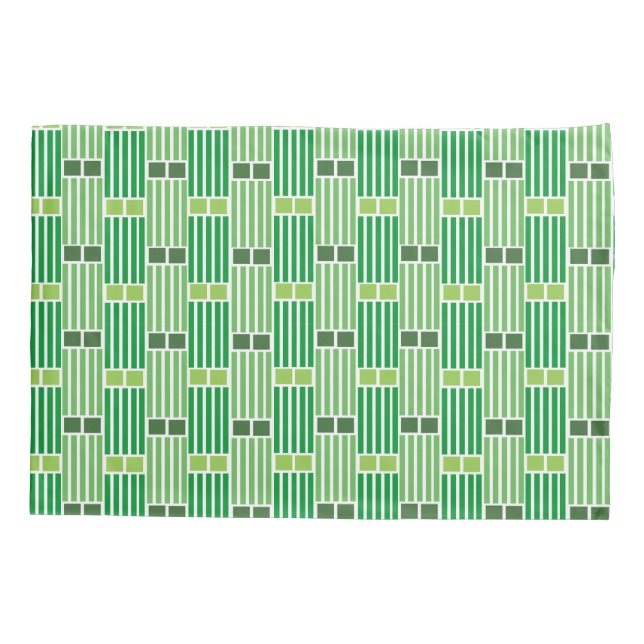 Green Lines and Boxes  Pillowcase (Back)