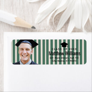 Green Lines Custom Photo Graduation Return Address