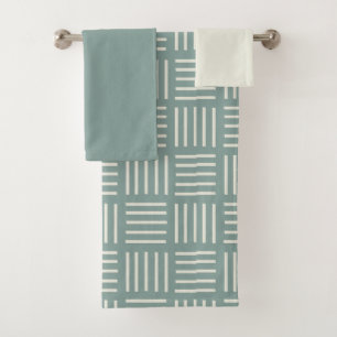 Green Lines Squared  Bath Towel Set