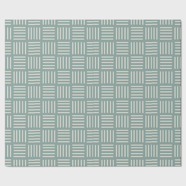 Green Lines Squared  Wrapping Paper (Seam)