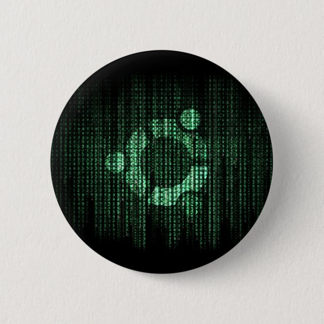 Green Linux Terminal 2 Inch Round Button (Front)