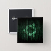 Green Linux Terminal 2 Inch Square Button (Front & Back)