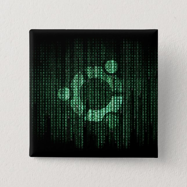 Green Linux Terminal 2 Inch Square Button (Front)