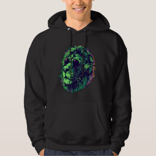 green lion DJ With Headphones And Sunglasses Kitty Hoodie