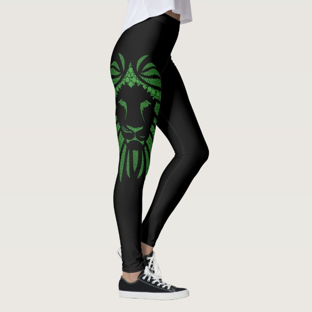 Green Lion Head Go Lions On Any Colour Leggings (Right)