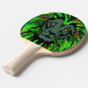 Green Lion Head - Lion Ping Pong Paddle