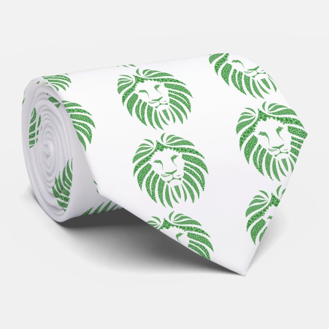 Green Lion Head Necktie (Rolled)