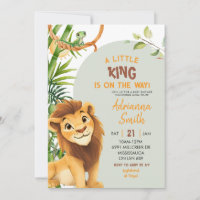 Green Lion Little King On The Way Baby Shower