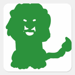 Green Lion Silhouette Square Sticker