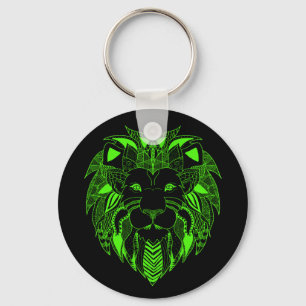 Green Lion With Background Colour of Your Choice Keychain