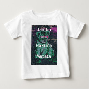 Green Lion with Pink Glasses "Hakuna Matata" Art Baby T-Shirt