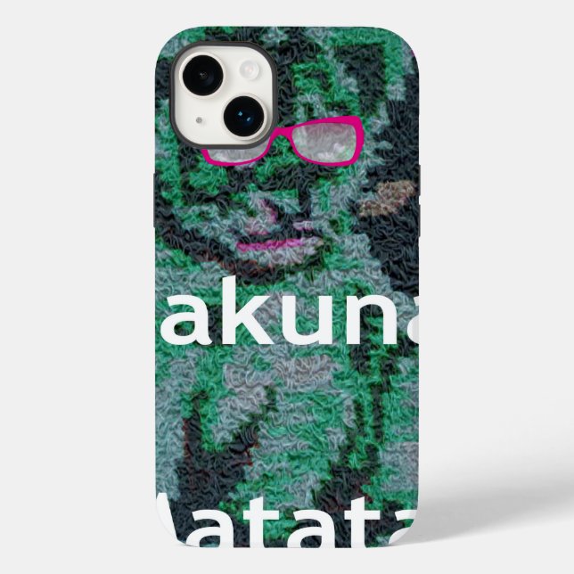 Green Lion with Pink Glasses "Hakuna Matata" Art  Case-Mate iPhone Case (Back)