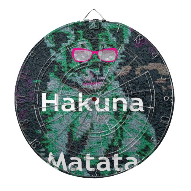 Green Lion with Pink Glasses "Hakuna Matata" Art   Dartboard (Front)