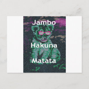 Green Lion with Pink Glasses "Hakuna Matata" Art   Postcard