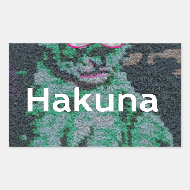 Green Lion with Pink Glasses "Hakuna Matata" Art   Sticker (Front)