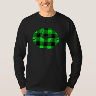 Green Lips Buffalo Plaid Lips Lucky St Patrick's D T-Shirt