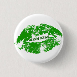 Green Lips Irish Kiss 1 Inch Round Button