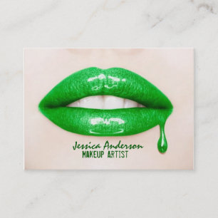 Green Lipstick Makeup Artist Business Card