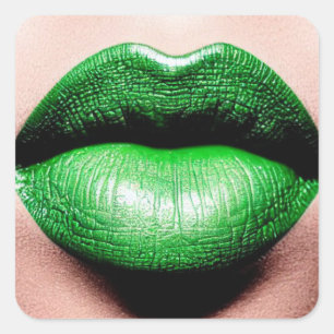 Green Lipstick Square Sticker
