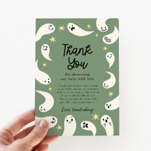 Green Little Boo Halloween Baby Shower Thank You Card