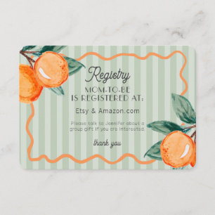Green Little Cutie Pastel Citrus Baby Registry Enclosure Card