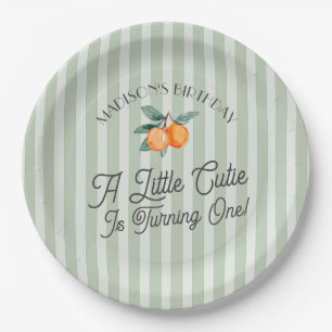 Green Little Cutie Pastel Citrus Birthday Party Paper Plate