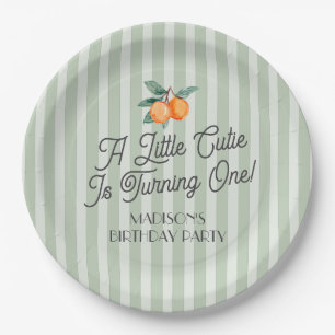 Green Little Cutie Pastel Citrus Birthday Party Paper Plate