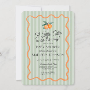 Green Little Cutie Pastel Citrus Theme Baby Shower Invitation