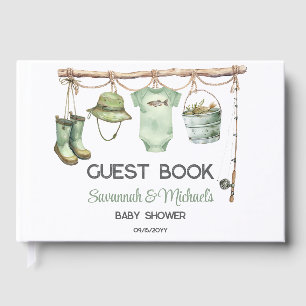Green Little Fisherman Baby Shower Guest Book
