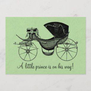 Green Little Prince Vintage Baby Shower Invites
