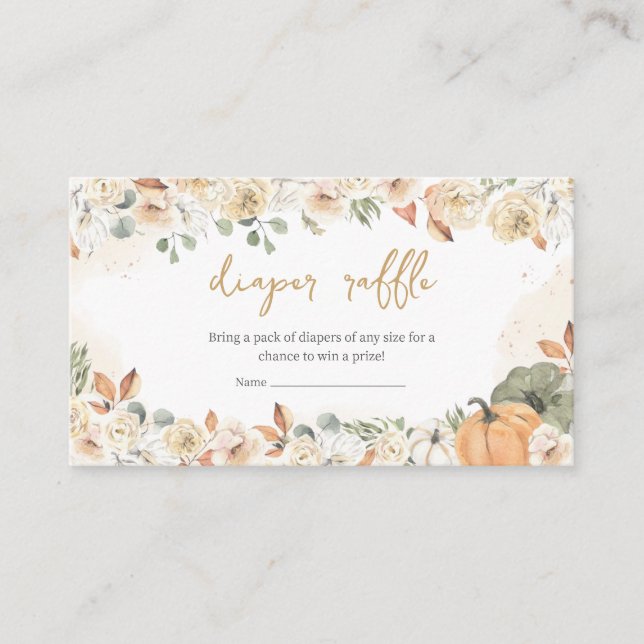 Green Little Pumpkin Baby Shower Diaper Raffle Enclosure Card (Front)