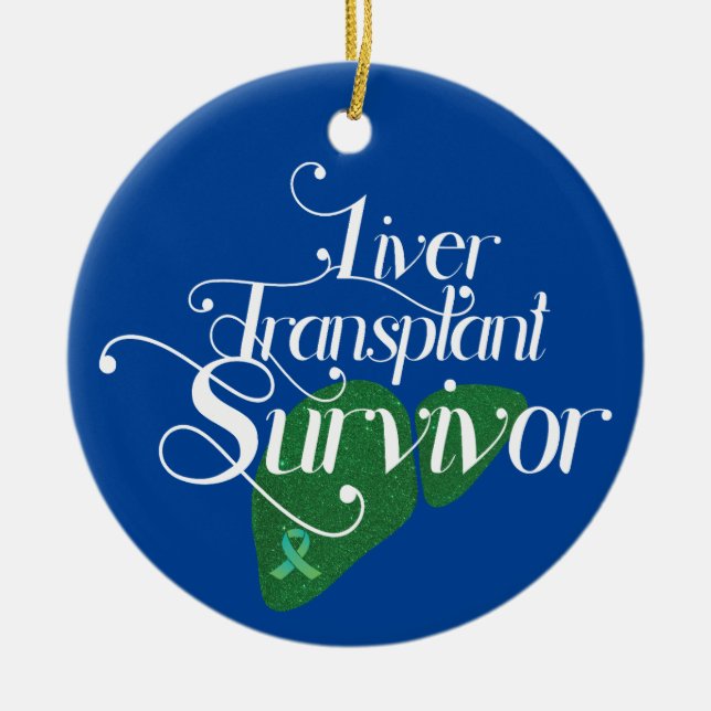 Green Liver Transplant Survivor Custom  Ceramic Ornament (Front)